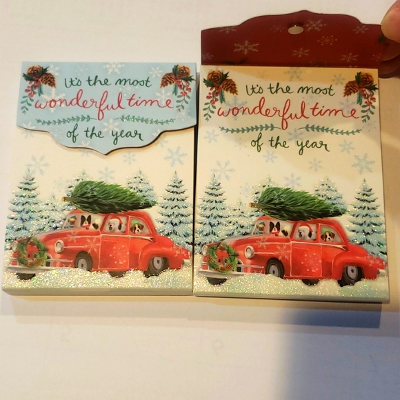 3 CHRISTMAS HOLIDAY POCKET NOTEPADS DOGS Vintage Car Frenchie Bulldog Terrier - Picture 3 of 7